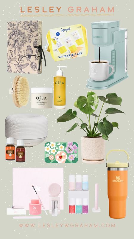 Teacher gifts. Beautiful journal. Travel sunscreen. Cute kuerig. Self care. Potted plants. Young Living diffuser for classroom. Gift cards! Olive and June manicure set. Stanley cup for teacher. 

#LTKGiftGuide #LTKSeasonal