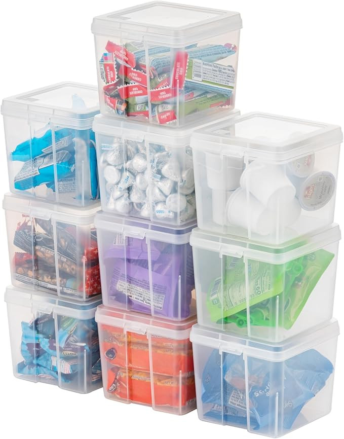 IRIS USA Vertical Plastic Flip Top Storage Containers Bins with Lids for Pantry, Home, Office, Or... | Amazon (US)