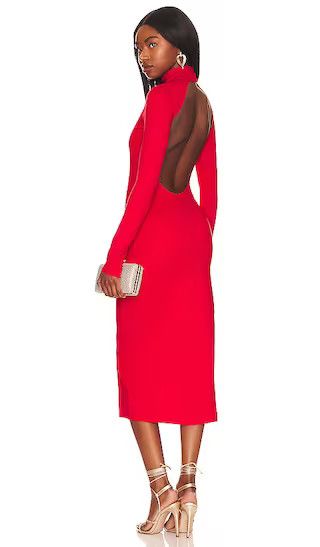 Andie Midi Dress | Scarlet Long Sleeve Red Dress With Sleeves Holiday Cocktail Dress Holiday Outfits | Revolve Clothing (Global)