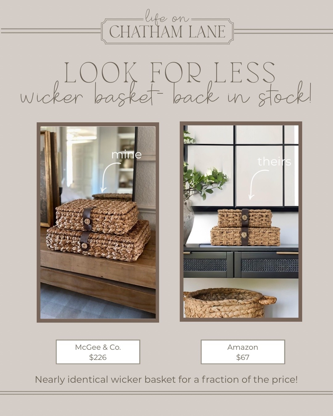 So many of you ask about my wicker baskets, and the Amazon dupe is BACK IN STOCK! ✨ I love these for adding texture and storage, and they are such a good price compared to the designer ones!  So good for shelves, consoles, or anywhere you need pretty storage! 

#LTKSaleAlert #LTKFindsUnder50 #LTKHome