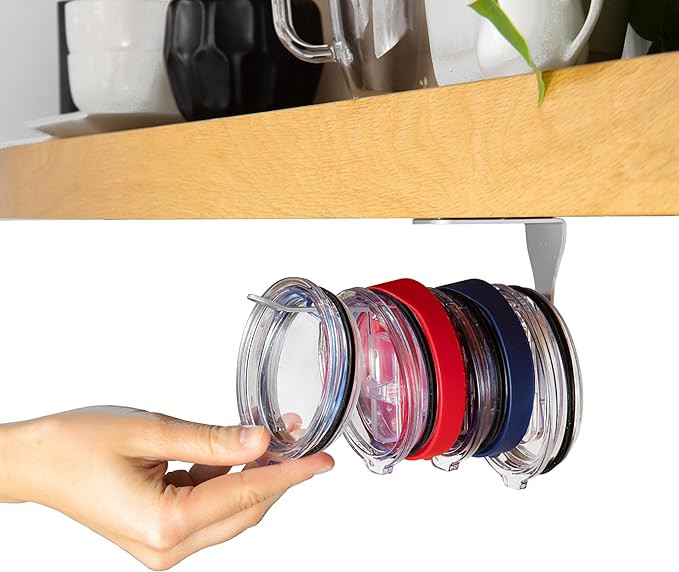 ELYPRO - Tumbler Lid Organizer, Under-Cabinet Cup Lid Holder for Stanley, Yeti, Hydro Flask, Self... | Amazon (US)