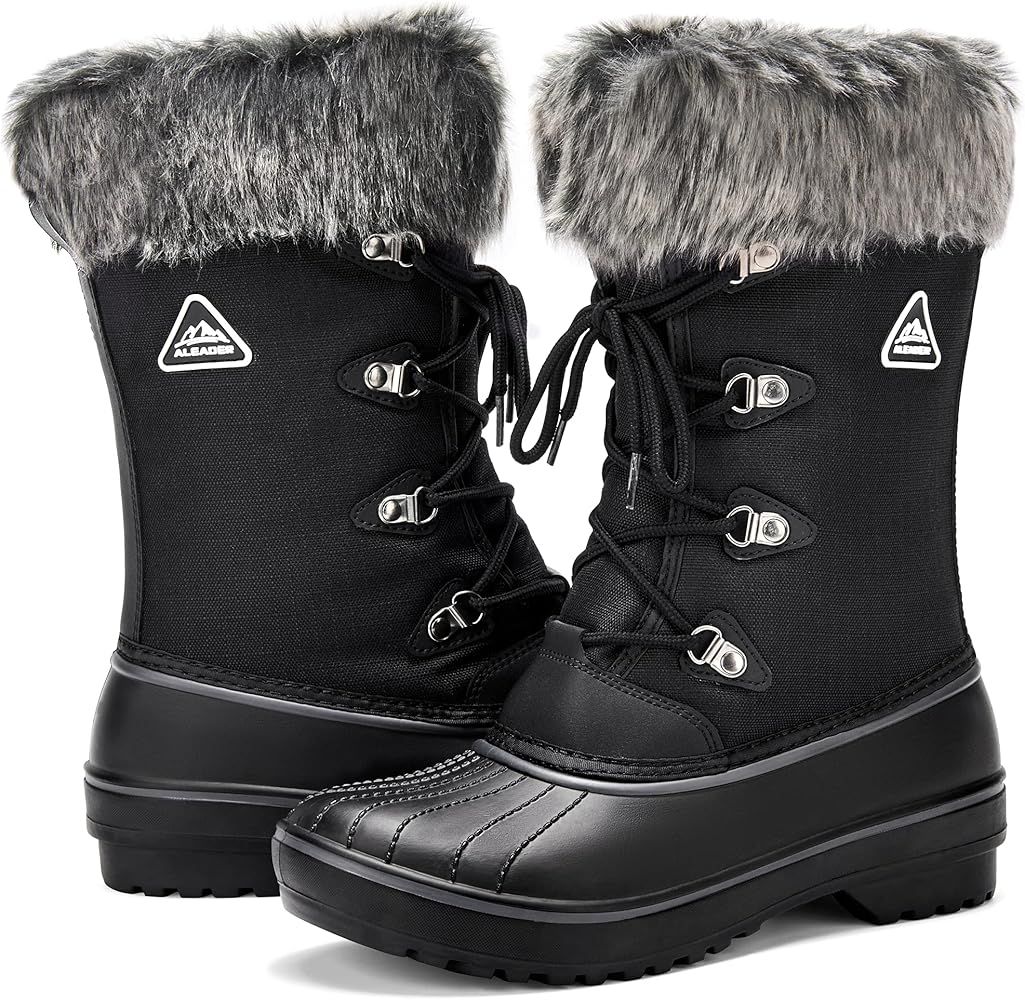 ALEADER Women's Warm Faux Fur Lined Mid Calf Winter Snow Boots | Amazon (US)