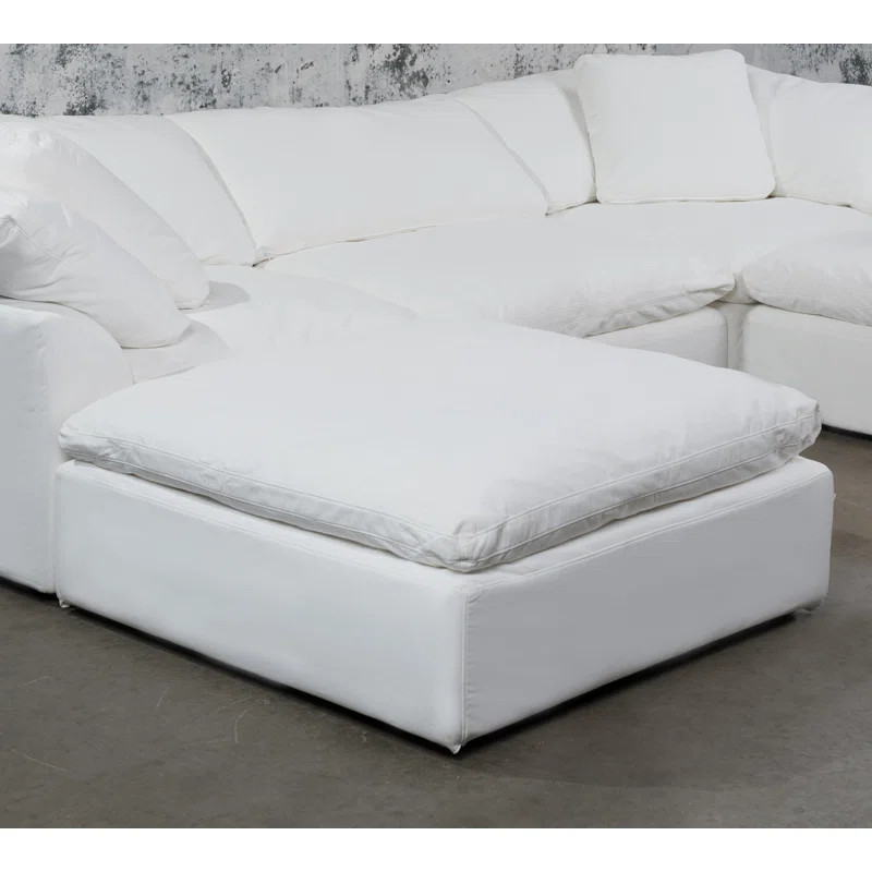 Sunset Trading Contemporary Puff Collection 44" Square Slipcovered Sectional Modular Ottoman | Pe... | Wayfair North America