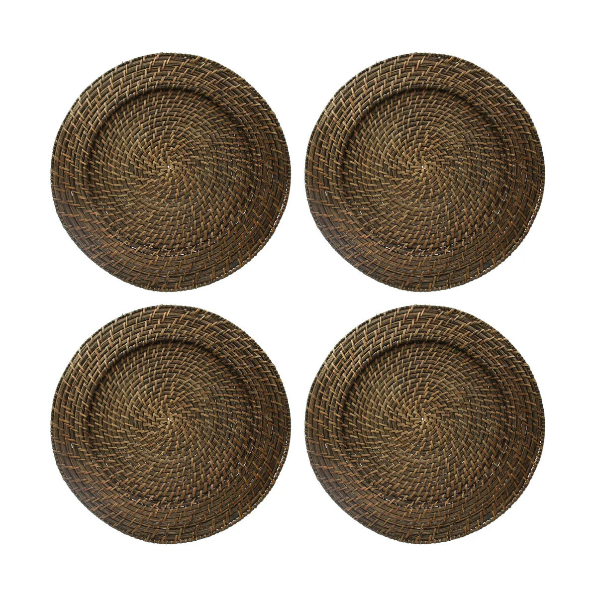 ChargeIt By Jay Round Rattan Brick Brown 13 Inch Charger (Set of 4) - | Overstock
