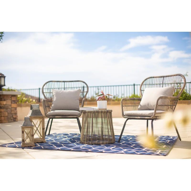Winnie Wicker/Rattan 2 - Person Seating Group with Cushions | Wayfair North America