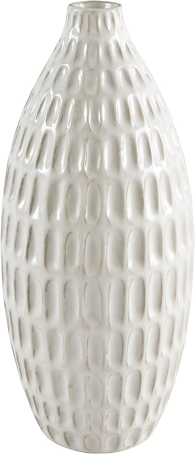 Stone & Beam Modern Oval Pattern Decorative Stoneware Vase, 11.1 Inch Height, Off-White | Amazon (US)