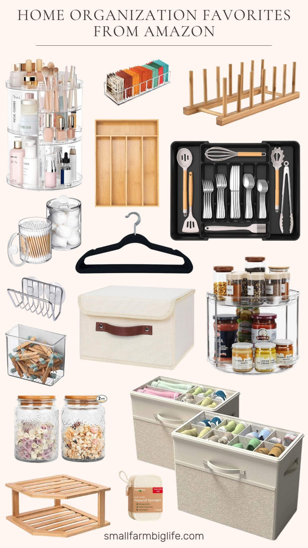 Home organization favorites from Amazon ✨🏡 Simple pieces that make a big difference. Think lazy susans, baskets, bins, glass jars, and shelves for an easy, clutter free reset. Finished with slim hangers and drawer organizers to keep everything tidy and functional. 

 #LTKdayinmylife #LTKHome #LTKFindsUnder50