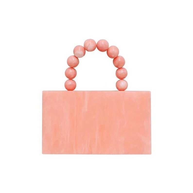 Peach acrylic tote bag with the ball strap, Peach pink acrylic clutch, Vintage-inpired tote bag w... | Etsy (US)
