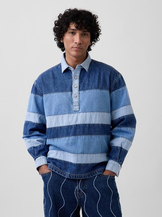 Gap × HFR Stripe Denim Polo Shirt Shirt by Daveed Baptiste | Gap (US)