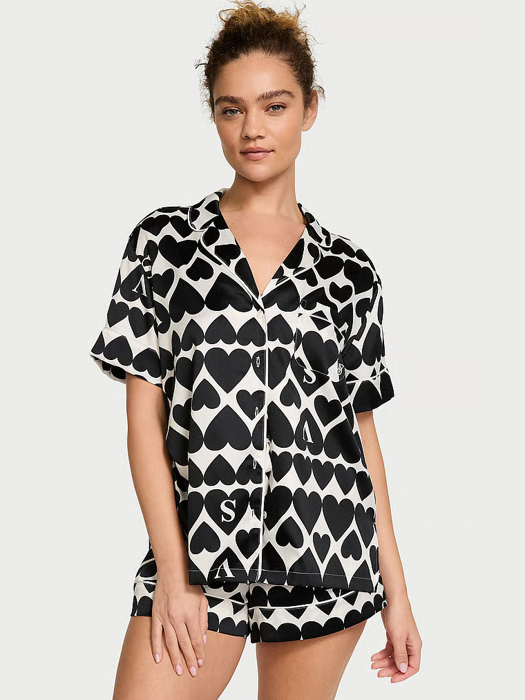 Buy Glazed Satin Short Pajama Set, COCONUT WHITE & LIPSTICK KISSES - Order Pajamas Sets online - ... | Victoria's Secret (US / CA )