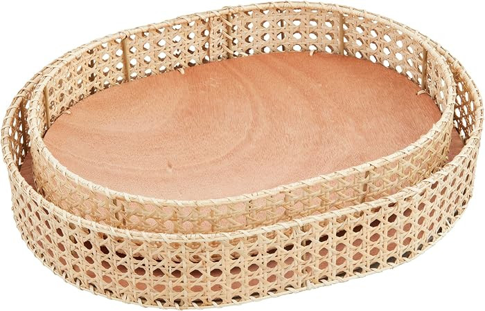 Mud Pie Cane Tray; small 3" x 17" dia | large 3" x 19" dia | Amazon (US)