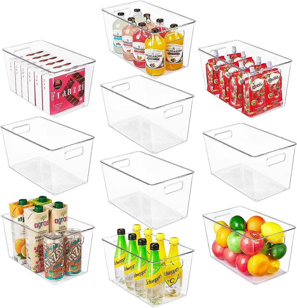 Vtopmart 10 PCS Clear Plastic Storage Bins, Pantry Organizer Containers with Handle for Refrigera... | Amazon (US)