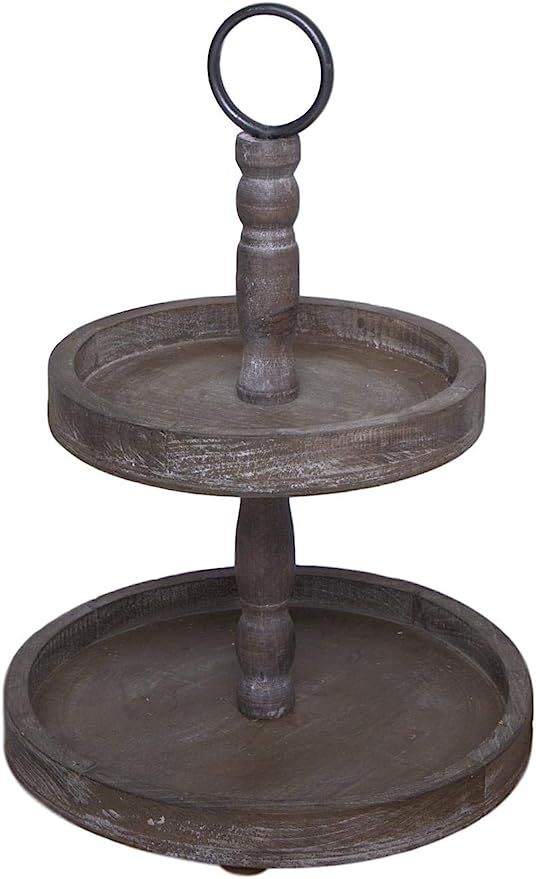 2 Tiered Tray Stand - Two Tier Tray Wood Farmhouse, Rustic, Vintage Decor. Table Kitchen Tray Woo... | Amazon (US)