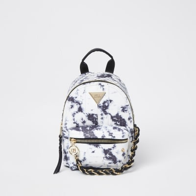 White tie dye chain backpack | River Island (UK & IE)