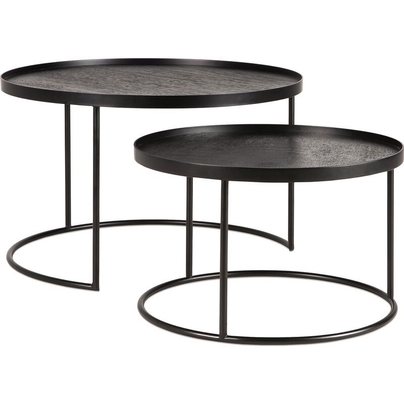 Round Tray Coffee Table Set, Black | One Kings Lane