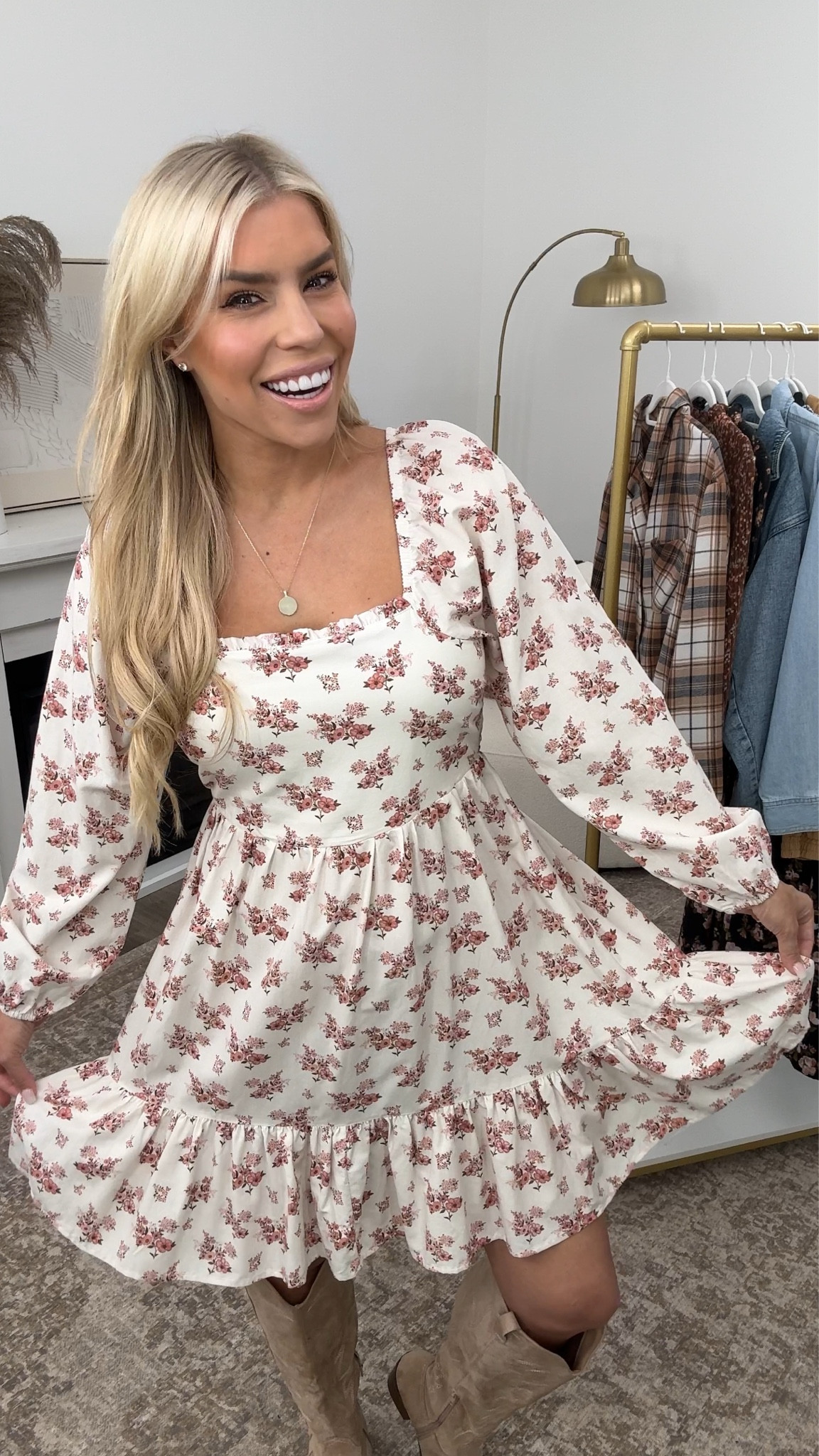 The prettiest @walmartfashion dress to wear now and also in the fall. This is $19.50 and comes in two print options. Wearing a size medium. #walmartpartner #walmartfashion 

#LTKFindsUnder50 #LTKStyleTip #LTKFindsUnder100