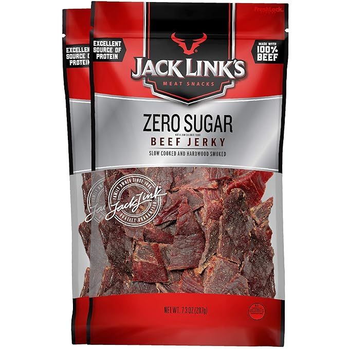 Jack Link’s Zero Sugar Beef Jerky, 7.3 oz. Bag, Pack of 2 – Keto Friendly Snacks with No Arti... | Amazon (US)