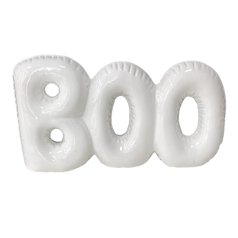 White Ceramic BOO Decor, 8.75" | At Home