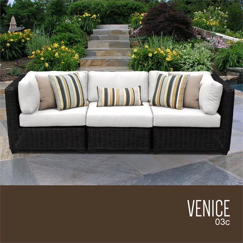 TK Classics Venice 3-Piece Wicker Patio Sofa in White | Walmart (US)