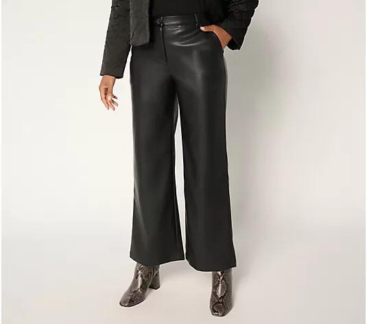 by Stacy London Regular Faux Leather Wide Leg Trouser - QVC.com | QVC