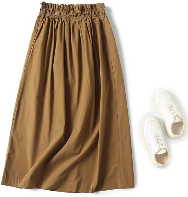 Minimalist Dark Khaki Elastic Waist Skirt Women High Waist Straight Office Ladies Faldas Mujer Mo... | Amazon (US)