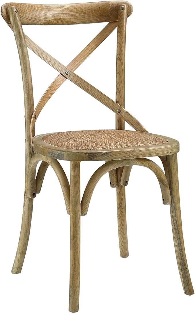 Modway Gear Rustic Modern Farmhouse Elm Wood Rattan Dining Chair in Natural | Amazon (US)