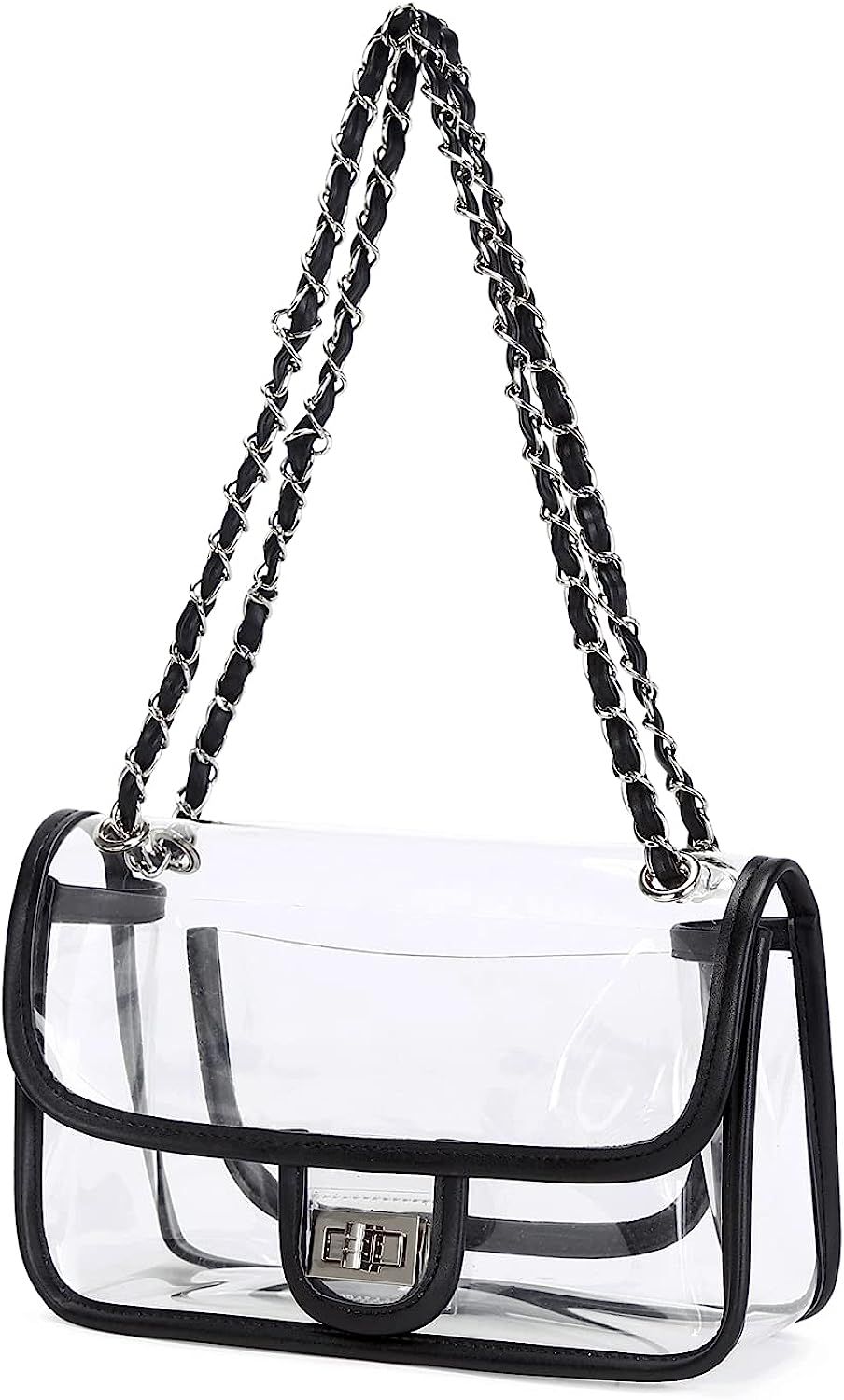 Lam Gallery Womens PVC Clear Purse Handbag with Chain Stadium Approved Clear Bag See Through Bag for | Amazon (US)