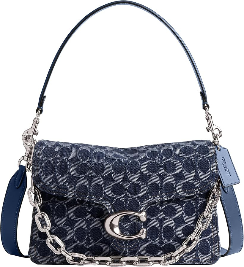 COACH Womens Chain Tabby Shoulder Bag In Signature Denim Deep Blue Multi One Size | Amazon (US)