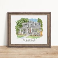 Custom House Drawing Into A Watercolor Portrait From Photo, Great Housewarming Gift | Etsy (US)
