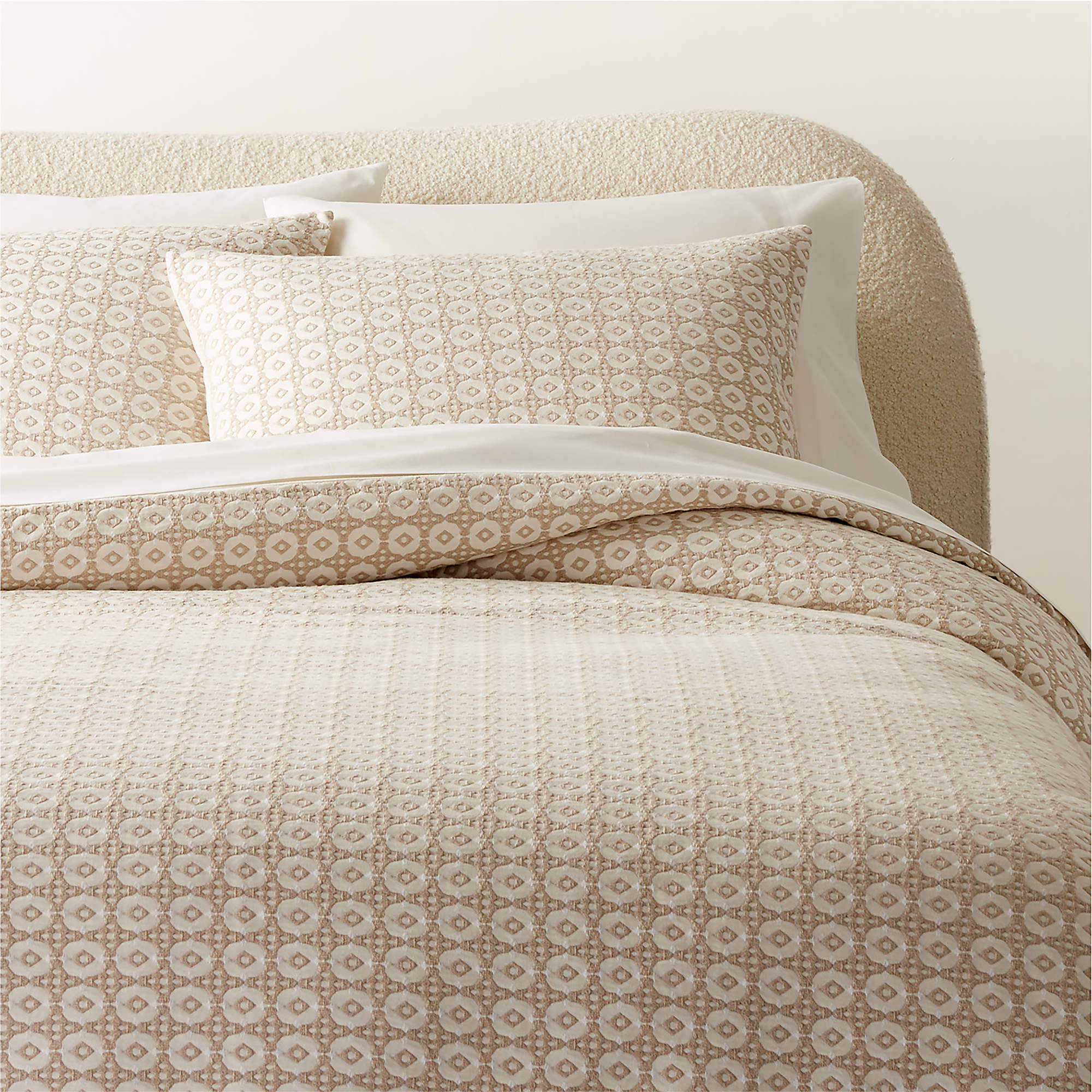 Melina Organic Cotton Natural and Warm White Full/Queen Duvet Cover + Reviews | CB2 | CB2