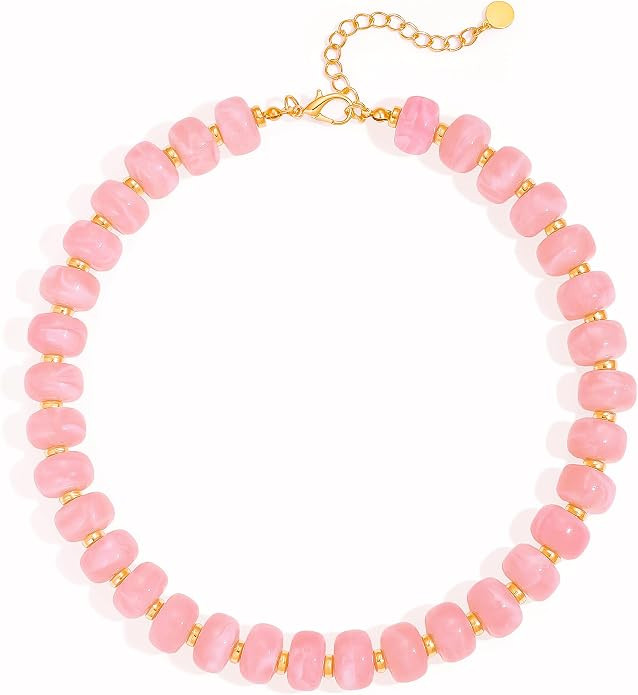 Colorful Beaded Necklace for Women Unique Resin Beads Choker Necklaces Boho Statement Chunky Neck... | Amazon (US)