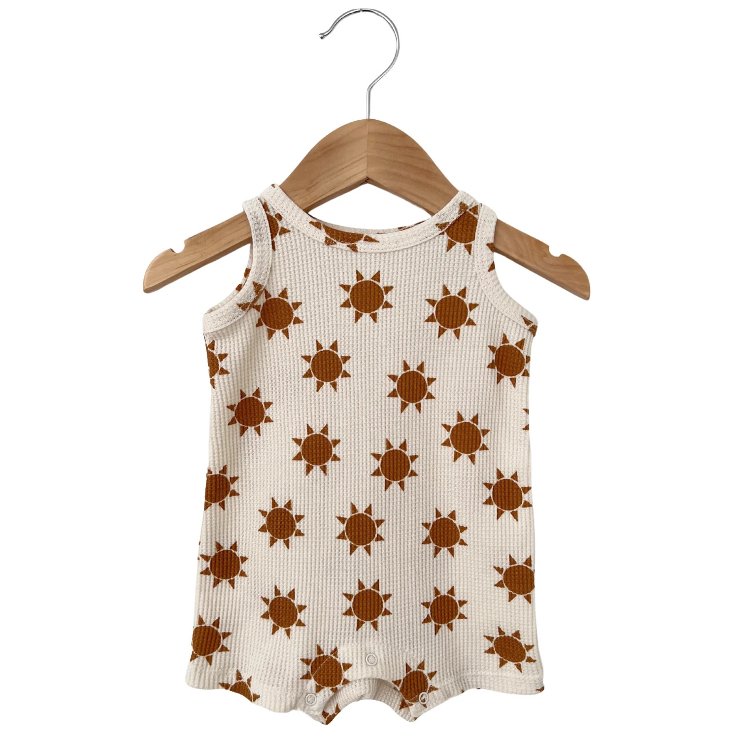 Organic Waffle Shortie Romper, Sun | SpearmintLOVE