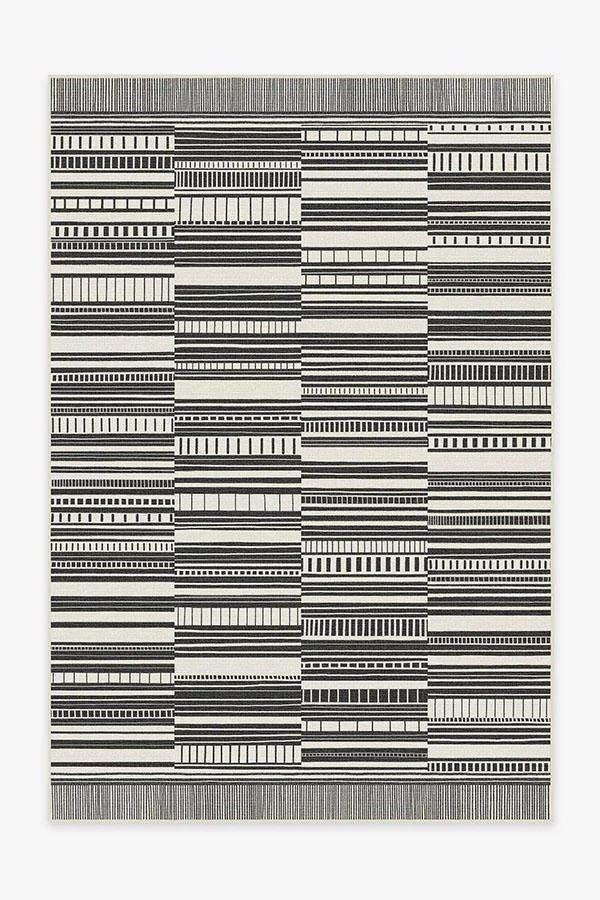 Outdoor Riviera Stripe Black & White Rug | Ruggable