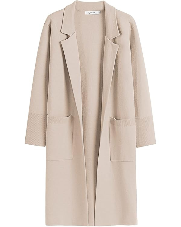 ANRABESS Cardigan for Women Oversized Open Front Sweater Coat Long Sleeve Lapel Blazer Jacket Fal... | Amazon (US)