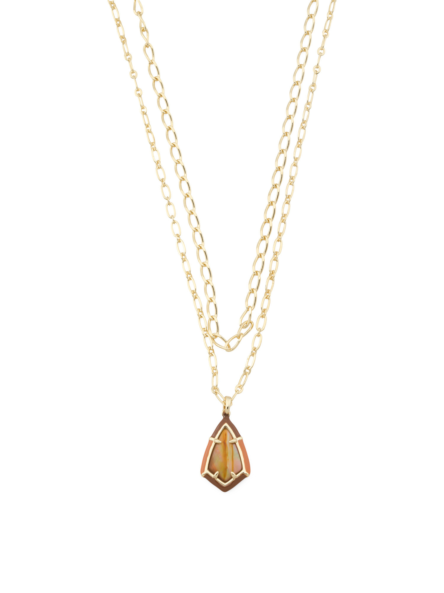 Gold Amber Illusion Camry Enamel Frame Necklace | TJ Maxx