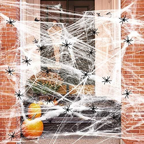 MengNi Halloween Spider Webs Halloween Decorations Cobwebs 1000sqft Bonus with 60 Extra Fake Spiders | Amazon (US)