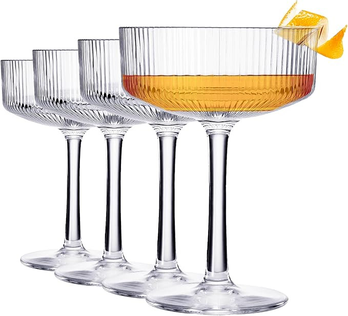 Vintage Art Deco Shatterproof Coupe Martini, Champagne & Cocktail Glasses | Set of 4 | Tritan Acr... | Amazon (US)