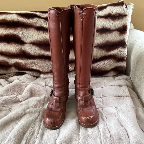 Vintage Authentic 1970s Hippie Era Tall Shaft Moc Toe Leather Buckle Boots | Poshmark