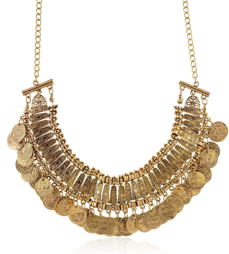 Vintage Engraved Coin Bib Statement Necklace Clavicle Necklace (01003295) | Amazon (US)