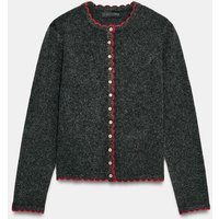 Zara - Cardingan Contrast Trims - Anthracite Grey - M - Woman | Zara UK