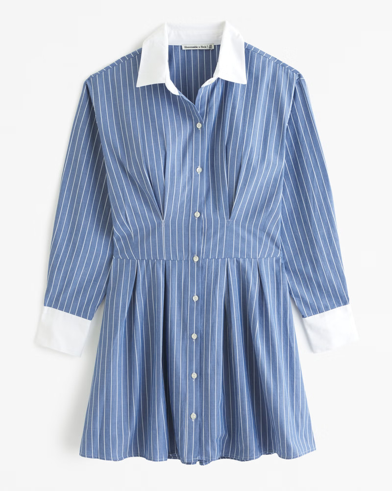 Long-Sleeve Poplin Shirt Dress | Abercrombie & Fitch (US)