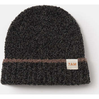7AM Enfant | Baby Fuzzy Beanie, (Black Melange & Brown, Size 2-6Y) | Maisonette | Maisonette
