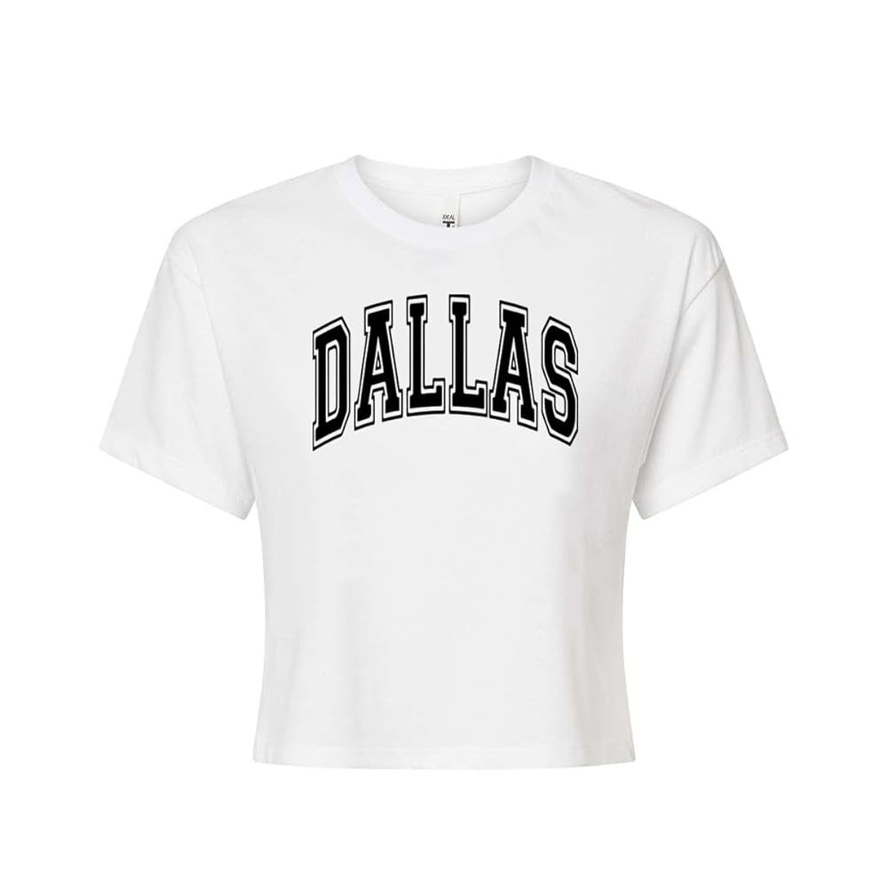 TeesAndTankYou Arch Dallas Crop Tee Shirt Women's | Amazon (US)