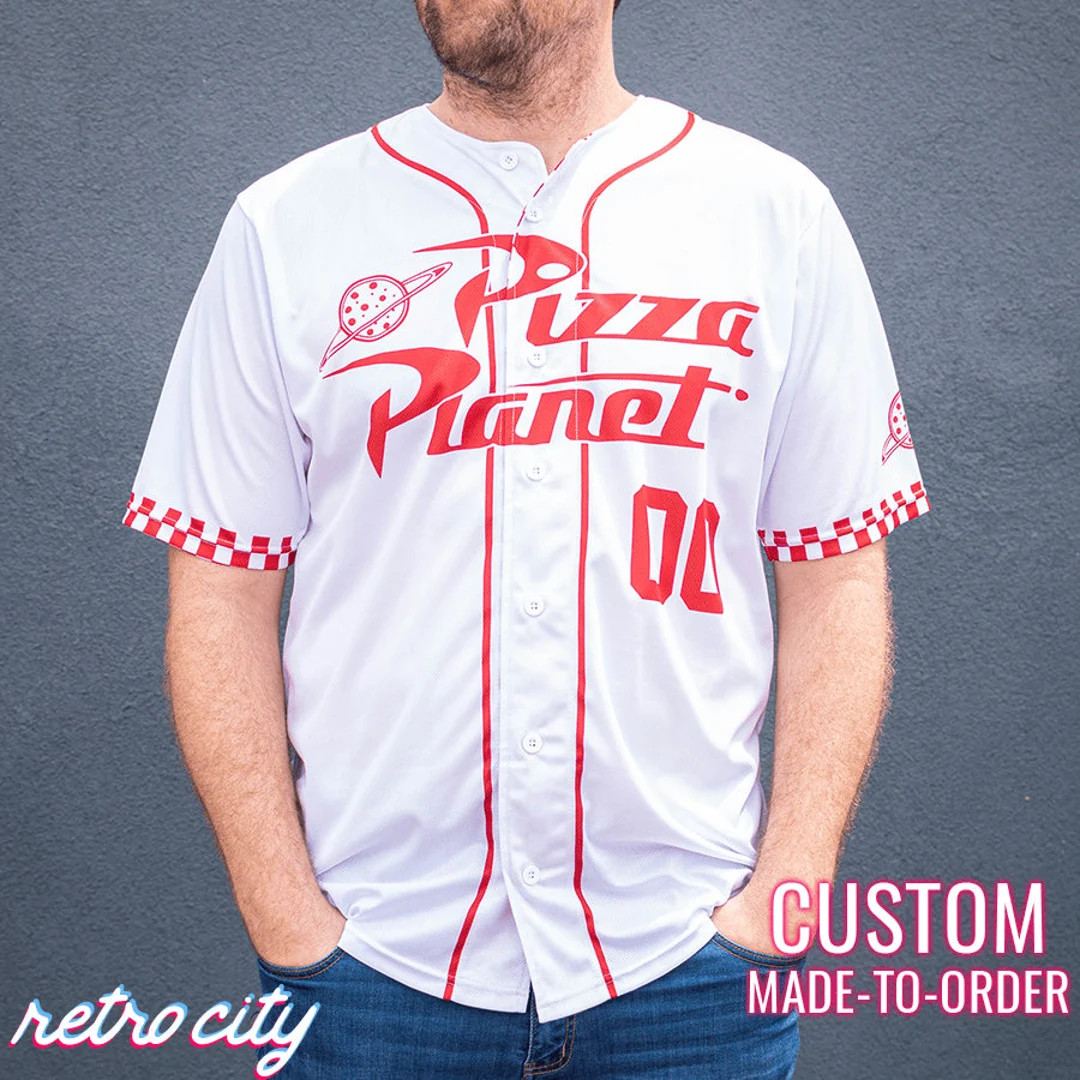 Pizza Planet Toy Story Full-Button Baseball Fan Jersey (White) *CUSTOM* | Etsy (US)