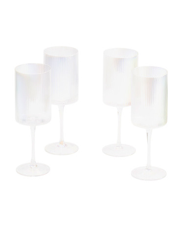 Set Of 4 Luster Fluted Wine Glasses | TJ Maxx