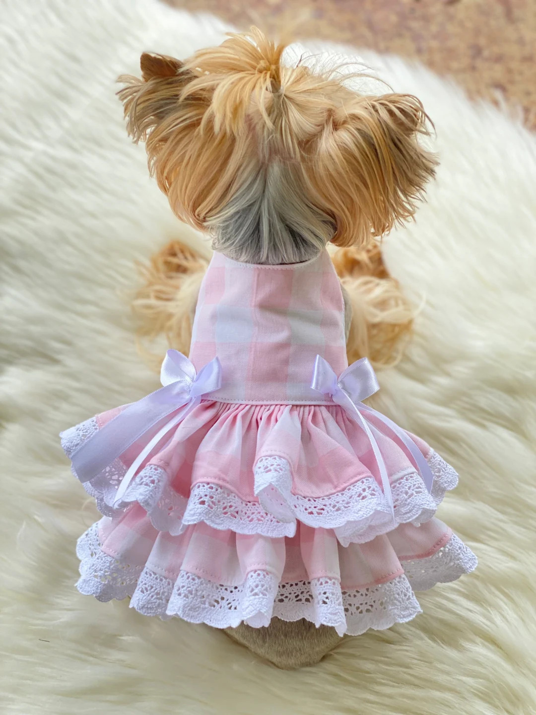 Soft Pink Gingham Dog Dress, Customizable to your pets measurements!! Size XXS XS and Small | Etsy (US)