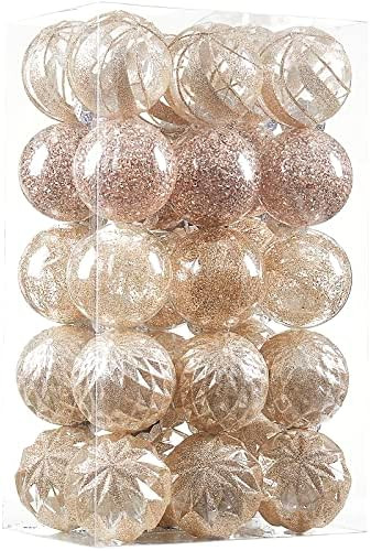 Munansli Christmas Ball Ornaments,Champagne Gold Christmas Tree Ornaments Shatterproof Clear Plas... | Amazon (US)