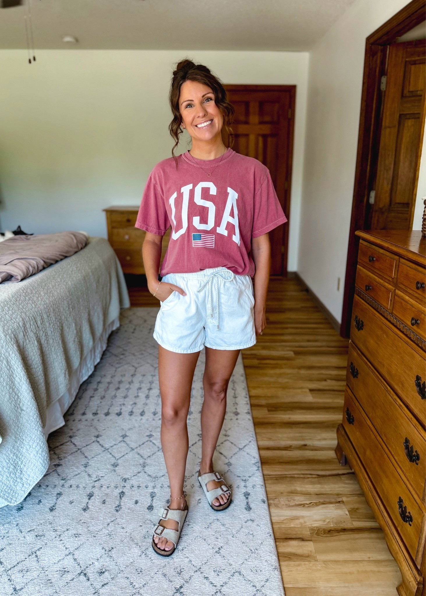 small in my tee (I’ve had mine for years from Etsy, linked an identical one from Amazon too). Xs in my shorts and 36 in my Birkenstock sandals.

#LTKPetite #LTKSeasonal #LTKgrwm