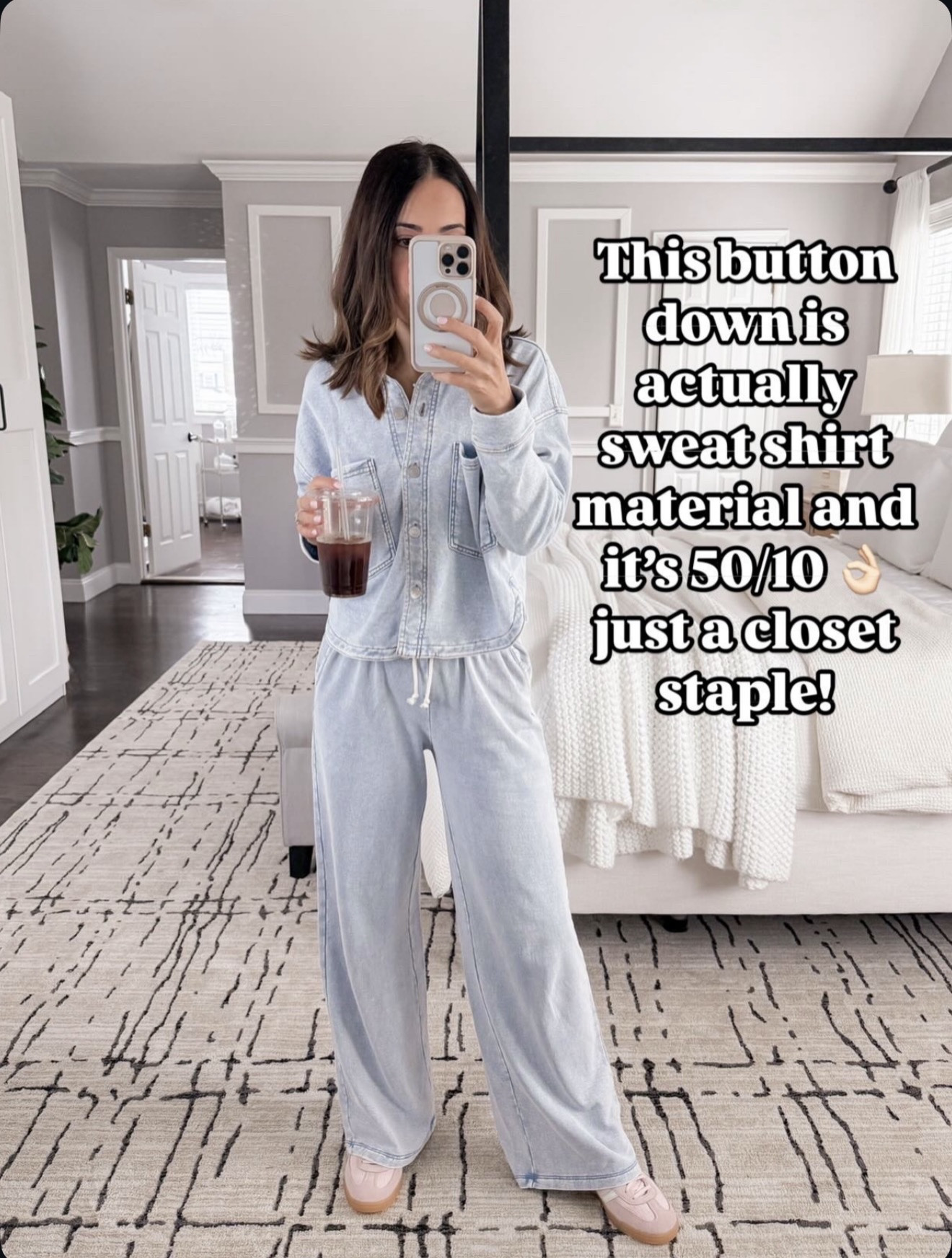 This button-down is actually sweatshirt material and I’ve never been more comfortable 😌☕️ 🔗⬇️

#LTKSeasonal #LTKOver40 #LTKootd