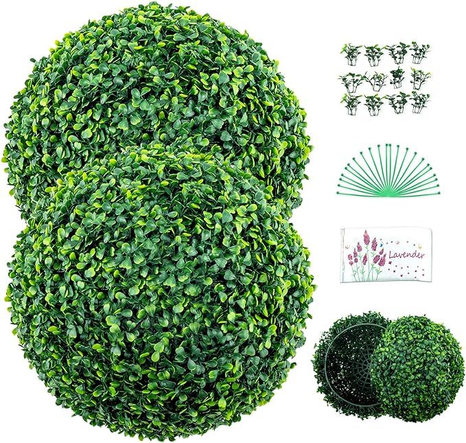 A & R 2 Pcs 18.90" Artificial Boxwood Balls, 4 Layers Artificial Plant Topiary Ball with Extra Le... | Amazon (US)